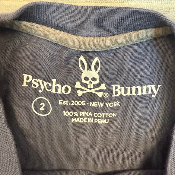 Psycho Bunny North Sea Navy Allen Camo Bunny Graphic Crew-Neck T-Shirt Sz 2 - Picture 5 of 7